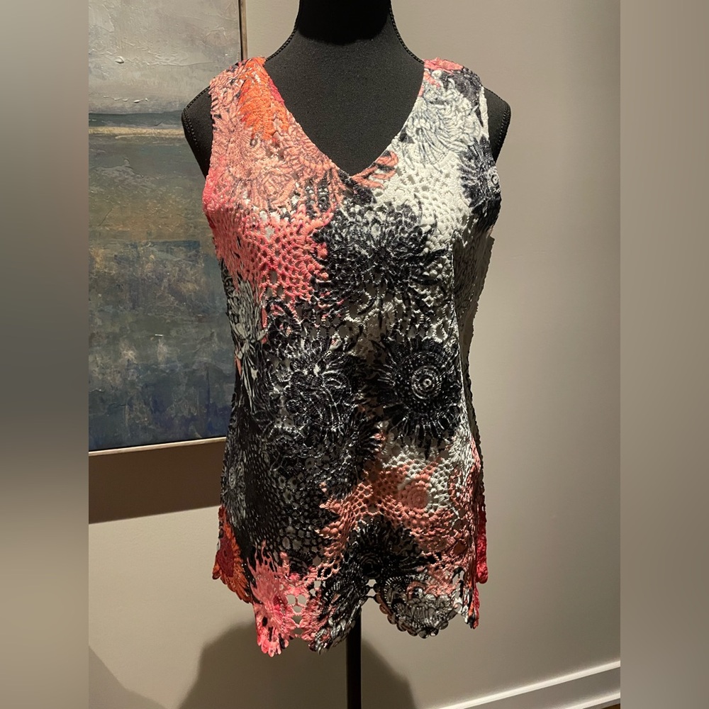 NWT Coco Y Club Floral Intricate Lace Crochet look Tank Top size M